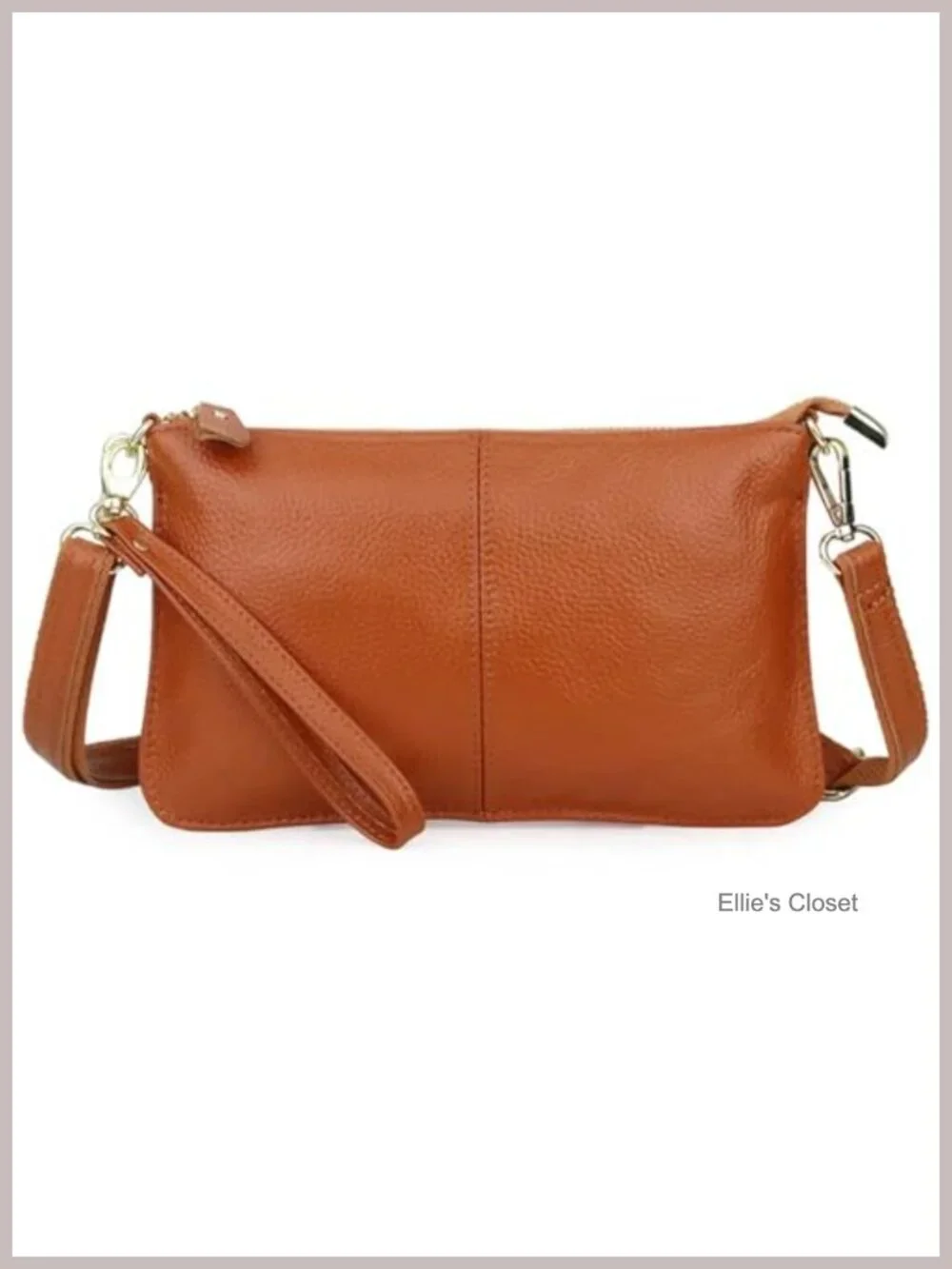 Genuine Leather Wristlet Wallet Small Crossbody Purse with Adjustable Strap